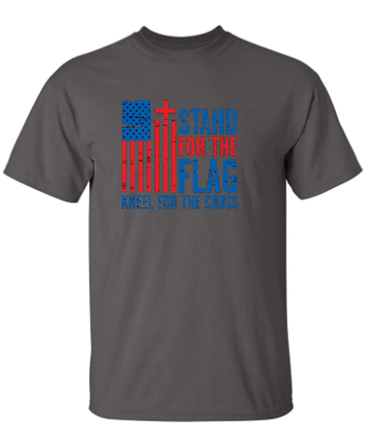 Funny T-Shirts design "Stand For The Flag Kneel For The Cross"