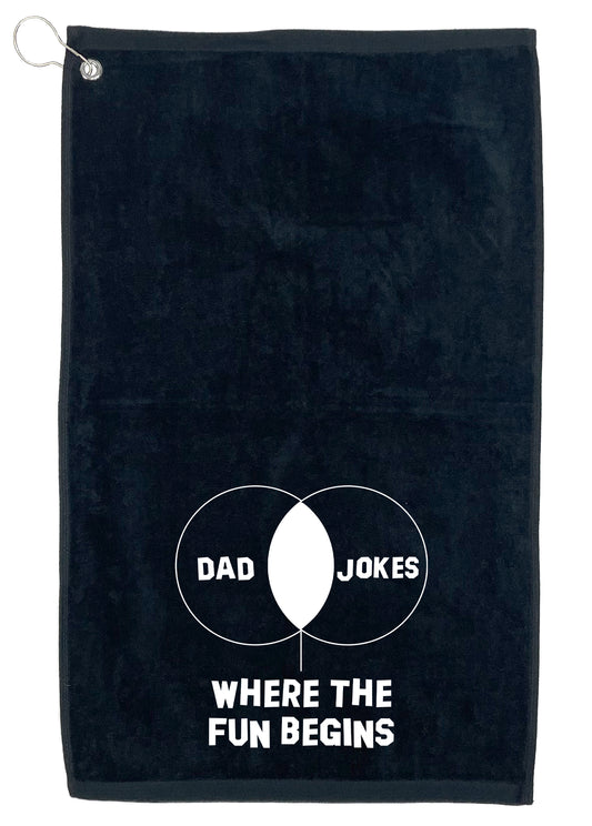 Funny T-Shirts design "Dad Jokes! Where The Fun Begins, Golf Towel"