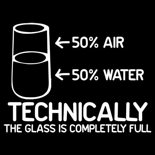 Funny T-Shirts design "Technically The Glass Is Completely Full"