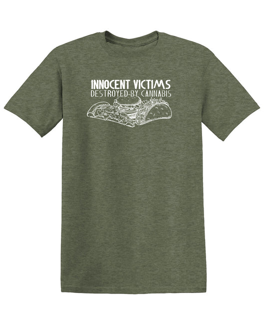 Funny T-Shirts design "Innocent Victims Destroyed By Cannabis"
