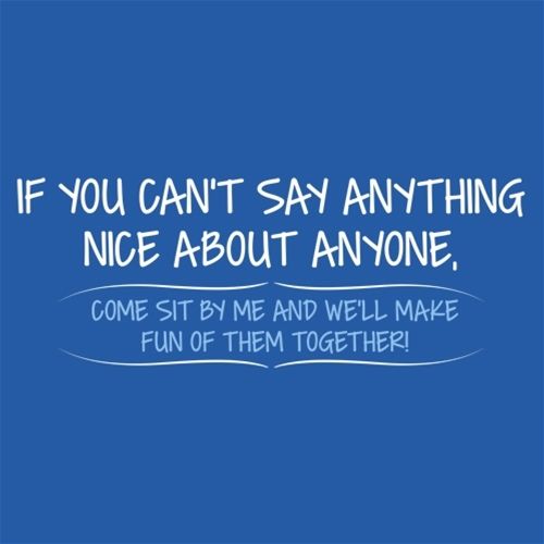 Funny T-Shirts design "You Can't Say Anything Nice About Anyone, Sit Next To Me We'll Make Fun together"