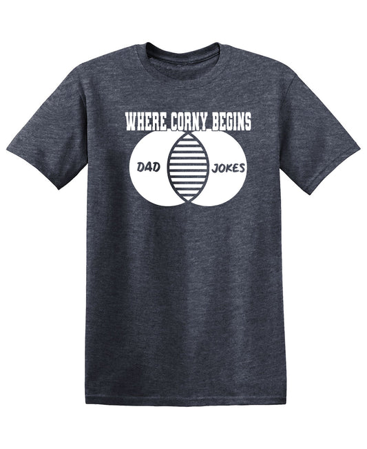 Funny T-Shirts design "Where Corny Begins, Dad Jokes"