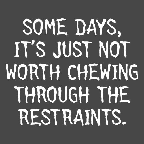 Funny T-Shirts design "Some Days, It's Just Not Worth Chewing Through The Restraints"