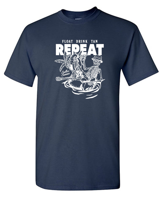 Funny T-Shirts design "Float Drink Tan Repeat Shirt"