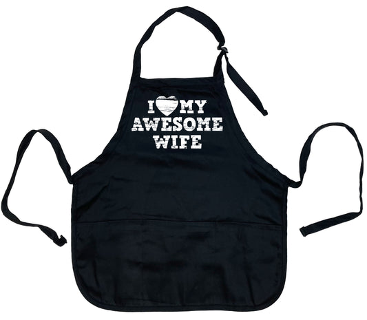 Funny T-Shirts design "I Love My Awesome Wife Apron"
