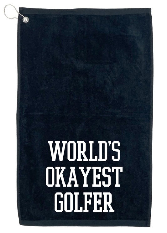 Funny T-Shirts design "World's Okayest Golfer, Golf Towel"