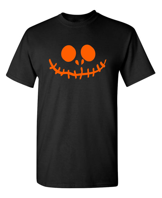 Funny T-Shirts design "Stitched Pumpkin Emoticon"
