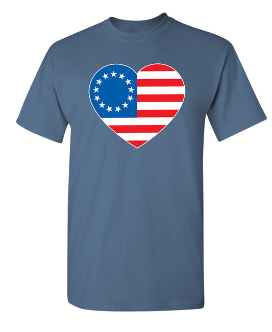 Funny T-Shirts design "Betsy Ross Heart Shaped American Flag"
