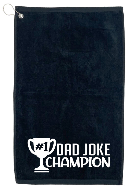 Funny T-Shirts design "Dad Joke Champion, Golf Towel"